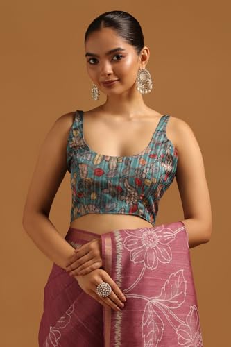Soch Womens Lavender Tussar Floral Saree