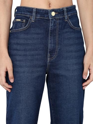 ONLY Women's Straight Fit Mid Rise Blue Jeans