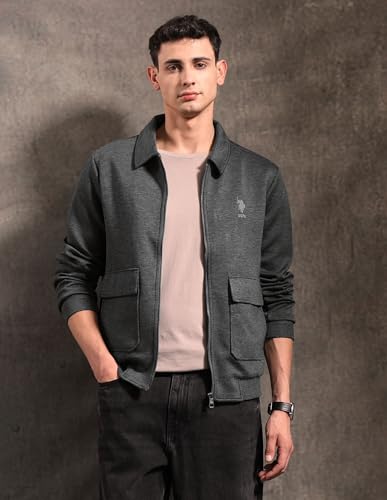U.S. Polo Assn. Denim Co. Men's Heathered Black & Gold Jacket (UDJCK004A_Antra Melange_2XL)