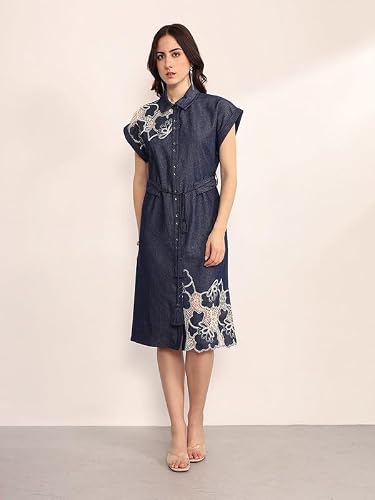 Kazo Indigo Midi Dress (Blue M)