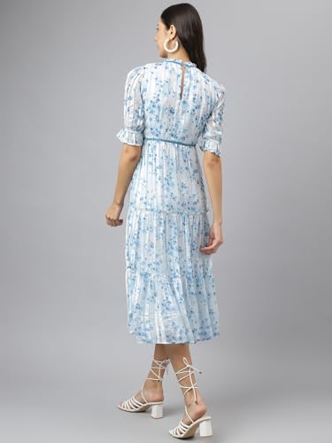 Latin Quarters Women White Printed Half Sleeve Casual Dress_3XL