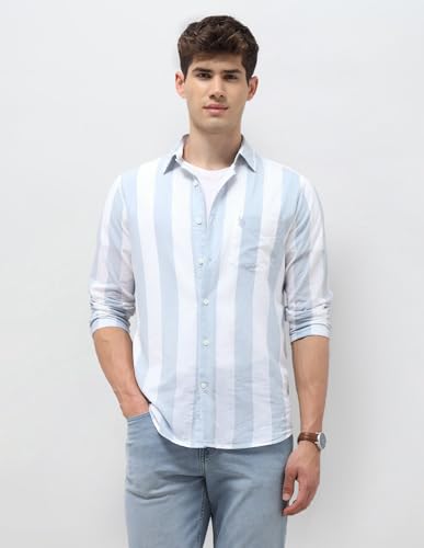 U.S.Polo Association Men's Vertical Striped Regular Fit Shirt (USSHT3377_Teal_42)