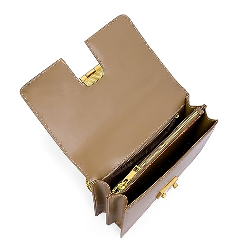 Miraggio Scarlet Solid Crossbody Bag with Convertable Sling/Shoulder Chain for Women (Taupe)