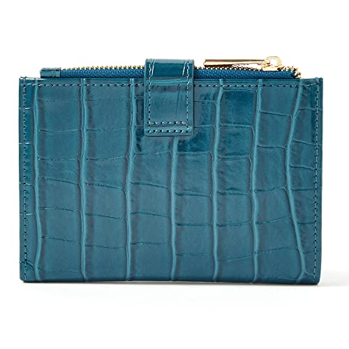Accessorize London Women's Teal Croc Pushlock Wallet Stylish Purse