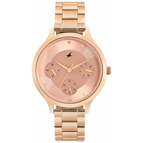 Fastrack Plain 3 Hands Green Dial Rose Gold Plating Stainless Steel Women's Watch - NT6285WM03