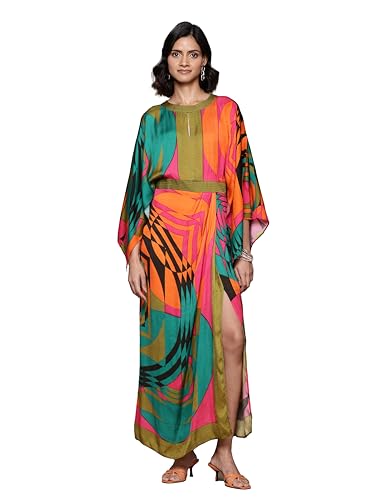 Ritu Kumar Round Neck Half Sleeves Long Dress Multicolour