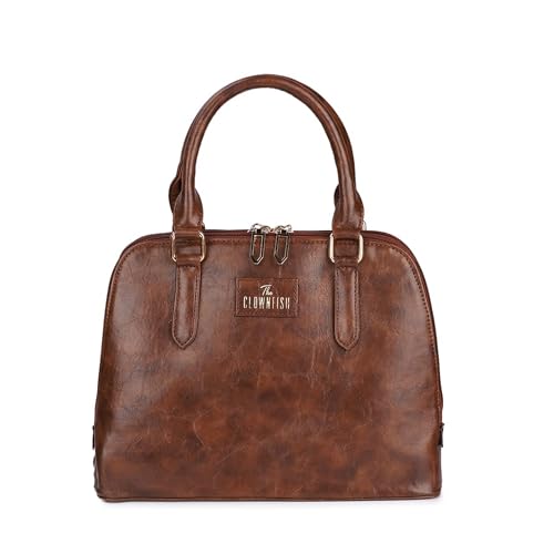 THE CLOWNFISH Martina Handbag for Women Office Bag Ladies Shoulder Bag Tote For Women College Girls (Brown)