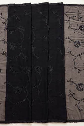 Soch Womens Black Chiffon Embroidered Dupatta