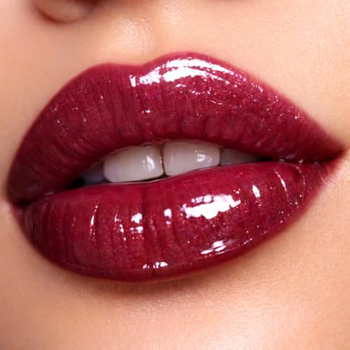 Fruit Flavoured Tinted Lip Gloss | Natural Lip Gloss with Jojoba Oil, Beeswax & Hyaluronic Acid | Non-Sticky Hydrating Gloss Duo with Soft Silicone Applicator (Rosé Kiss & Peach Nectar)