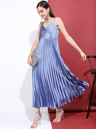 Tokyo Talkies Women V-Neck Long Sleeve Maxi Dress TTJ6010825 Blue L