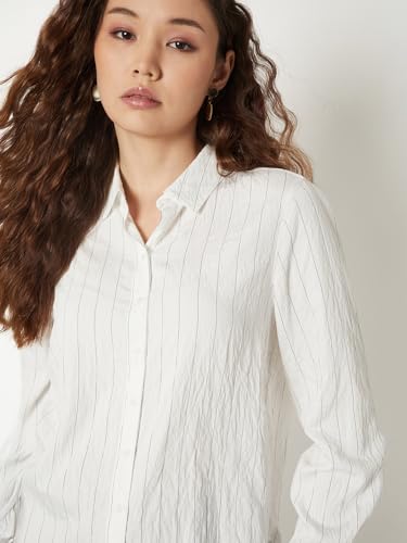 Max Women Striped Shirt (Off White_XL)
