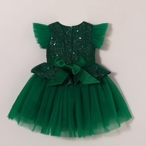 Hopscotch Girls Green Short Sleeves Sequin Bodice Peplum Party Dress for Age (3-4 Years)