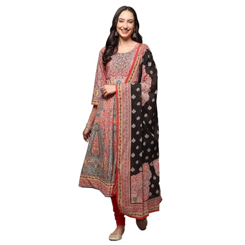 BIBA Women's Cotton Salwar Suite Set (Red)