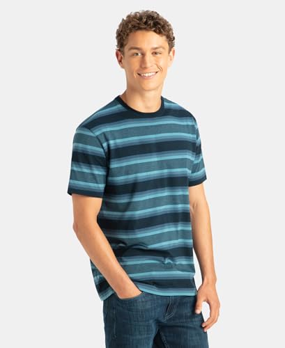 Jockey 2715 Men's Super Combed Cotton Rich Striped Round Neck Half Sleeve T-Shirt_Navy, Insignia Blue & Stellar_XXL