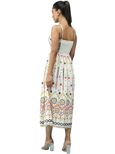 Label RITU KUMAR White Embroidered Strappy Midi Dress