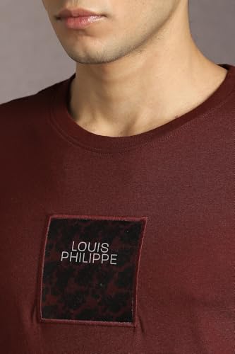 Louis Philippe Men Maroon Graphic Print Crew Neck T-Shirt
