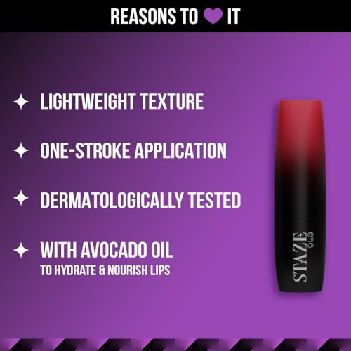 Staze 9To9 Love Tri-Angle 3 In 1 Matte Lipstick |3 Unique Shades In 1 | Transfer-Proof | 12 H Longstay | Non Drying Formula With Intense Color Payoff | 03 Caramel Rose | 3.8 G