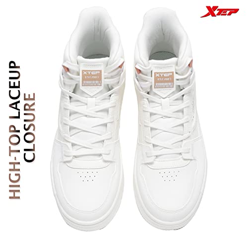 XTEP Women's White Classic High Top Lightweight Skateboarding Shoes (2 UK)