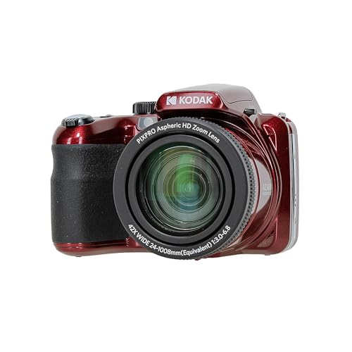 Kodak PIXPRO AZ425 20MP Vlogging Digital Camera (Red) 42X Optical Zoom, 24mm Wide Angle Lens Bundle with 64GB Memory Card + Vlogger Tripod + Bag + More Vlog Accessories