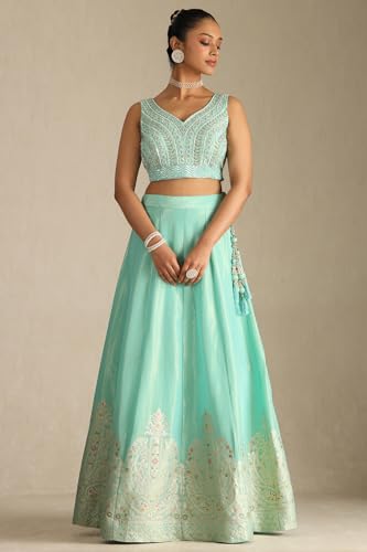 Soch Women's Viscose Blend Unstitched Ghagra Choli (OWS5CD21624_Blue_M)