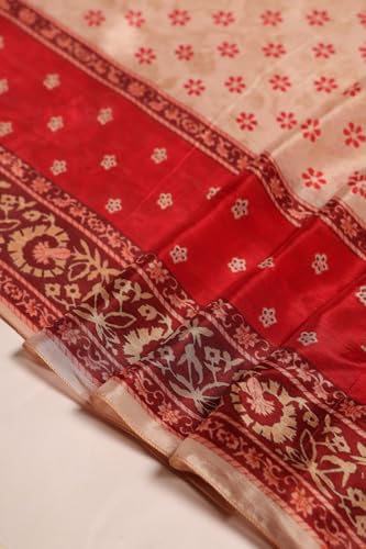 Soch Womens Red Muslin Floral Salwar Suit With Sequins