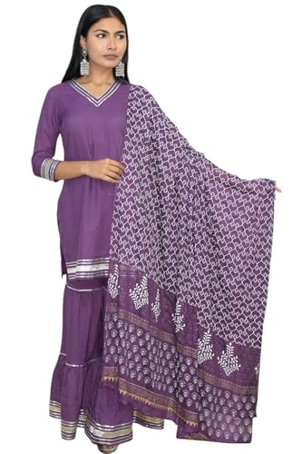 JAIPUR HAND BLOCK Women's Sharara Salwar Suit Set Navratri Diwali Karwa chauth (Purple, XXL) S114