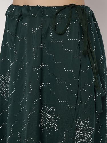 studio rasa Women's Silk Blend Embellished Bias Skirt for Wedding Festive Party (SKTC72517L_Green_Large)