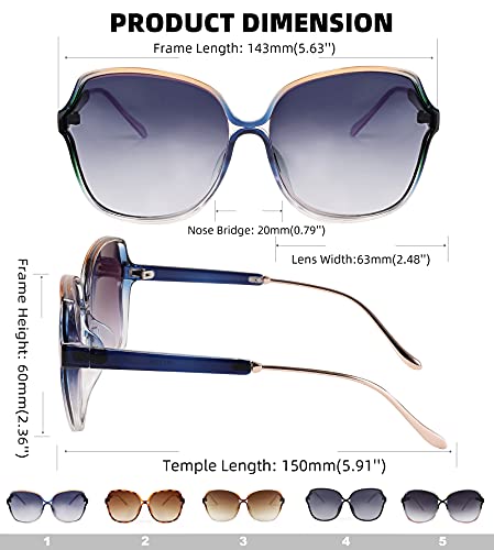 Karsaer Large Frame Oversized Jackie O Women Non-Polarized Sunglasses Butterfly Women Shades, Yellow & Blue