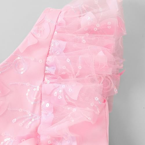 Hopscotch Girls Pink Short Sleeves Bow Applique Sequined Dress for Age (3-4 Years)