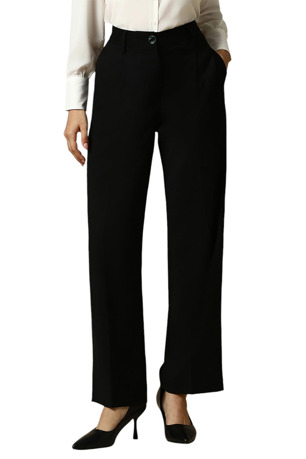 Allen Solly Women's Regular Casual Pants (AHTPEPZPN69386_Black