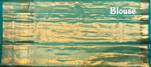 VFCollections Women's Traditional Handloom Kanchipuram Silk Pure Pattu Sarees | Rich Zari Woven Design | Bridal Saree | Unstitched Blouse (VFC647-4)
