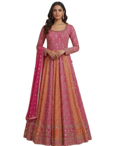 Maahi Lifestyle Kesariya Gulab | Elegant Anarkali gown with a graceful flared silhouette