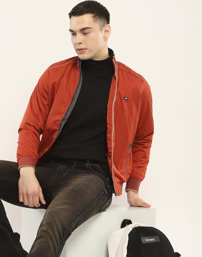 Monte Carlo Mens Solid Rust Mock Neck Full Sleeve Jacket (223056103-3-42)