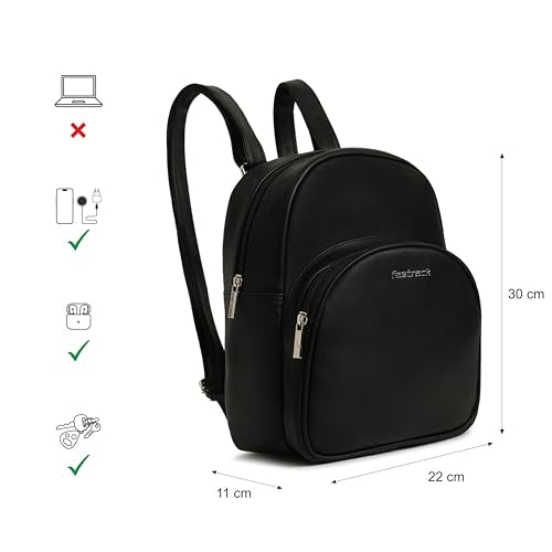 Fastrack Ivory Black 2 Compartment College Backpack For Women, Girls & Ladies | Stylish And Trendy Backpack | Everyday Backpack For College And Office Use