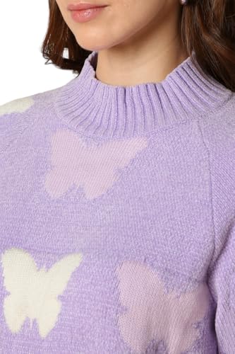 Allen Solly Women's Acrylic Asymmetric Neck Sweater (AHSWCRGFQ59032_Lilac