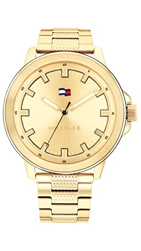 Tommy Hillfiger Nelson Quartz Basic Light Gold Dial Gold Stainless Steel Strap Watch for Men