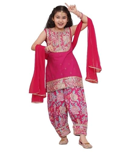 Bitiya By Bhama Girls Yoke Design Pure Cotton Straight Kurta With Salwar & Dupatta(TKS225_5-6Y)
