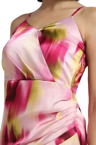 Allen Solly Women's Polyester Blend Modern Knee-Length Dress (AHDRCRGFD01001_Pink