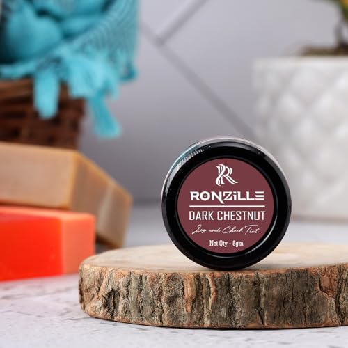 Ronzille 3-in-1Lip & Cheek Tint for Women | Lip Tint -Dusky Rose | Long Lasting, Vegan with Vitamin E Oil (DARK CHESTNUT)