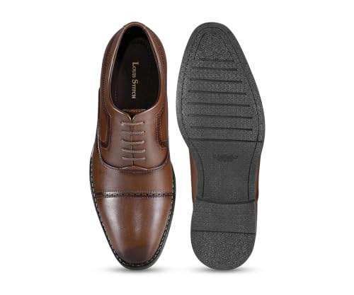LOUIS STITCH Men’s Russet Tan Formal Lace-Up Oxford Shoes | Formal Lace-Up Shoes for Men | Business & Occasion Wear | LSVSOX-1 |UK-9