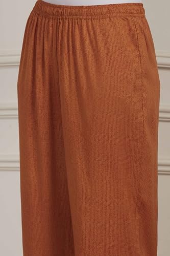 Biba Women Orange Modal Printed Straight Suit Set_32