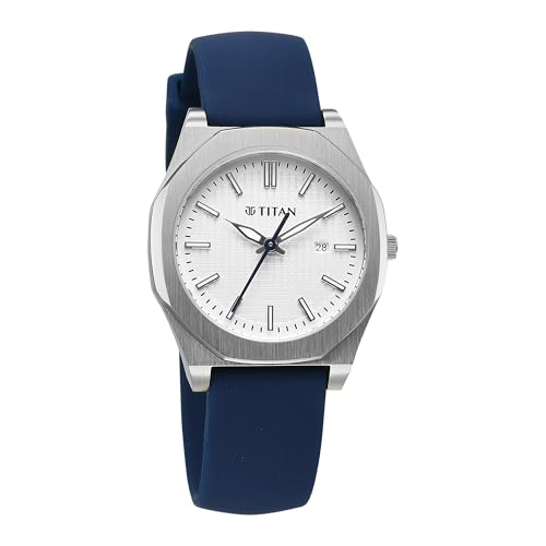 Titan Workwear Quartz Round White Dial Silicone Strap Watch for Women