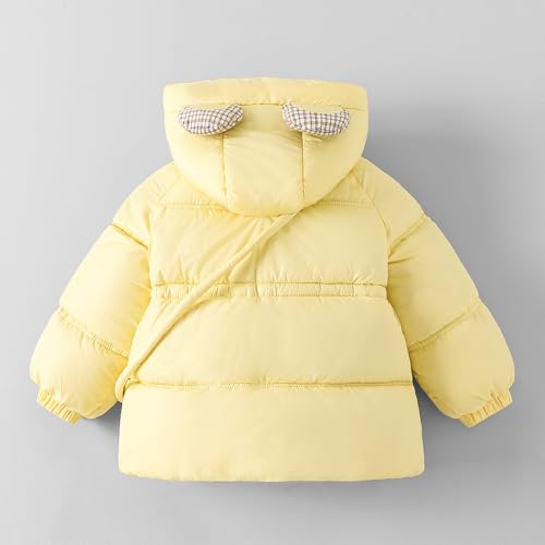 Hopscotch Girls Yellow Full Sleeves Bear Applique Puffer Coat For Age (4-5 Years)