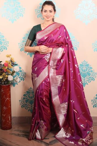 SGF11 Women's Kanjivaram Soft Silk Saree With Unstitched Blouse Piece (Pink)
