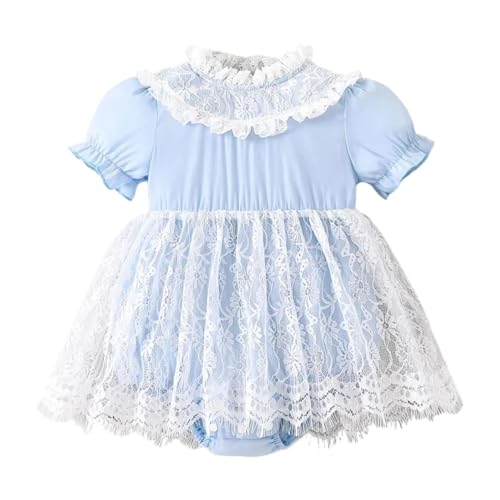 Hopscotch Lace Ruffled Puff Sleeves Onesie (0-3 Months)