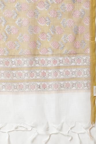 W for Woman Folksong Yellow Printed Cotton Dupatta