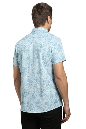 Louis Philippe Men Light Blue Slim Fit Print Half Sleeves Casual Shirt