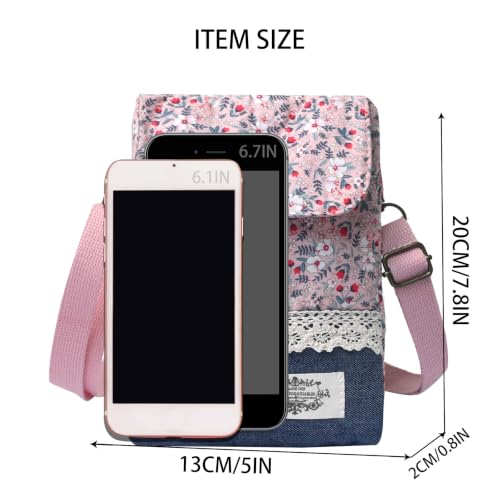 DIANZHU Cotton Sling Bag for Women, Boho Crossbody Handbag Purse