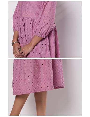 Amazon Brand - Myx Women's Schiffli Embroidery Ethnic Dress (SS26-MYX-SUR-SKD-39_Mauve_S)