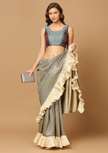 SALWAR STUDIO Women's Brown Woven Design Saree Blouse-MD-0012-BRWN-36